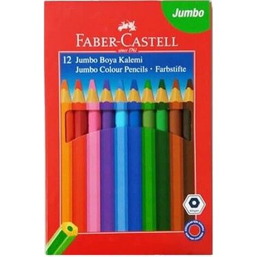 Faber-Castell Jumbo Üçgen Beyaz Gövde Boya Kalemi, 12 Renk Yarım Boy (stoklarla sınırlıdır)
