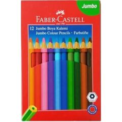 Faber-Castell Jumbo Üçgen Beyaz Gövde Boya Kalemi, 12 Renk Yarım Boy (stoklarla sınırlıdır)