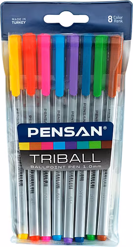PENSAN TRIBALL TÜKENMEZ KALEM RENKLİ 8 Lİ VAKUMLU
